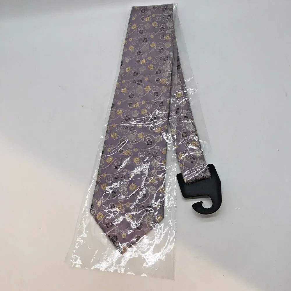 NEW Oleg Cassini Men's 100% Silk Floral Paisley Necktie Lavender 3.75 x 58 Inch